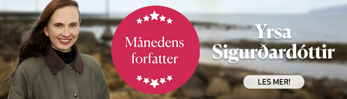 Lite banner Yrsa månedens forfatter